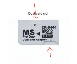 Två slot - PSP micro SDHC till MS Pro Duo minneskort adapter (micro SD)