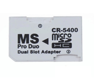 Två slot - PSP micro SDHC till MS Pro Duo minneskorts-adapter (för micro SD)