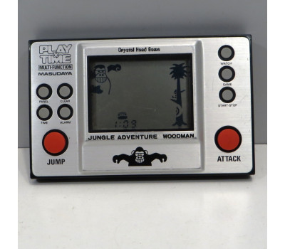 Jungle Adventure Woodman (Crystal Hand Game) Play & Time, mini pocketspel Masudaya
